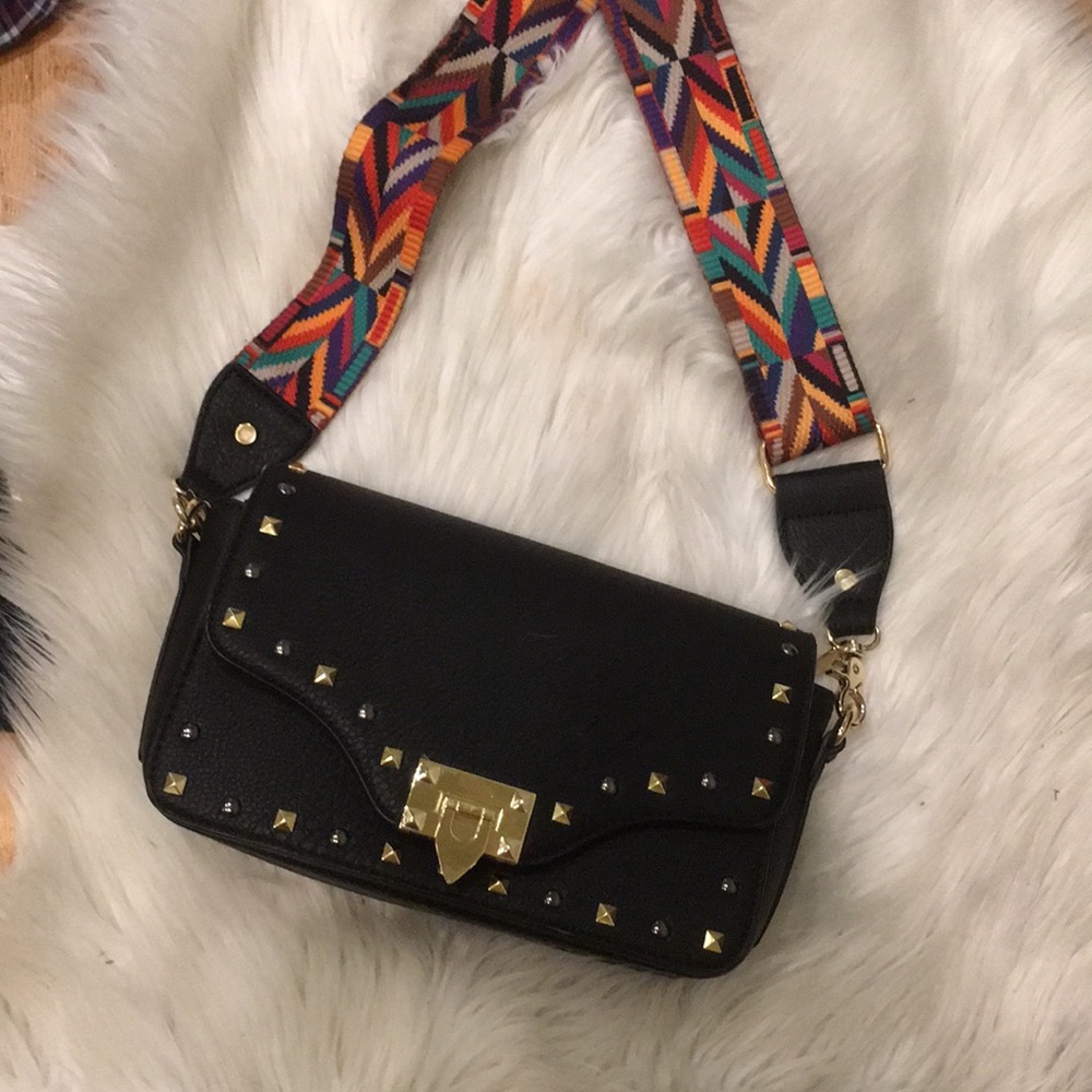 Black faux leather Studded Handbag. NWOT